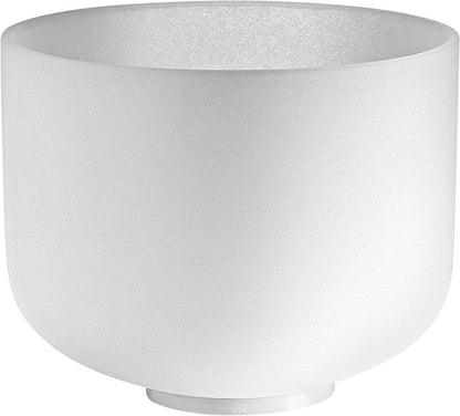 10" White-Frosted Crystal Singing Bowl, Note F4, Heart Chakra