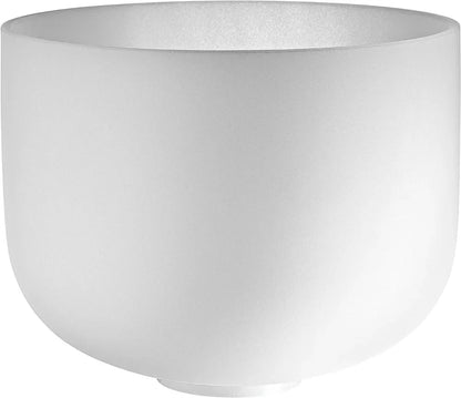 12" White-Frosted Crystal Singing Bowl, Note E4, Solar Plexus Chakra