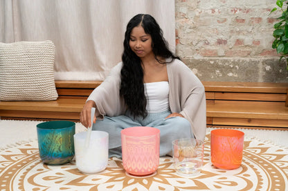 7" Essence Crystal Singing Bowl, Note B3, Creamy, Crown Chakra, 440 Hz