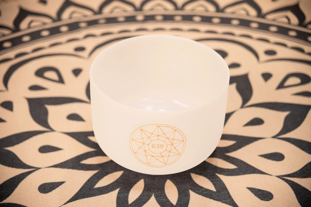 10" Solfeggio Crystal Singing Bowl, Fa 639 Hz, Note D#4