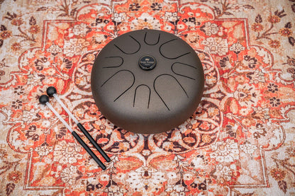 12" Steel Tongue Drum, G Major, Vintage Brown